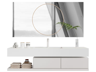 现代洗手台、镜柜