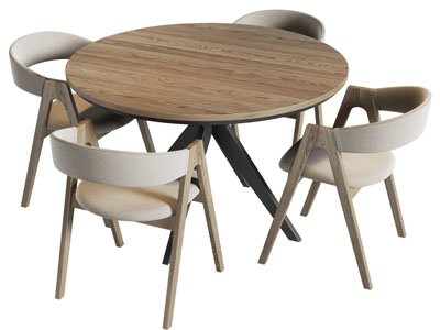 北欧实木圆形餐桌椅组合