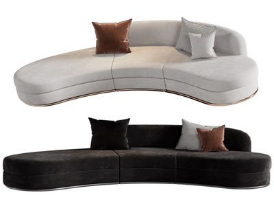 现代轻奢弧形多人沙发