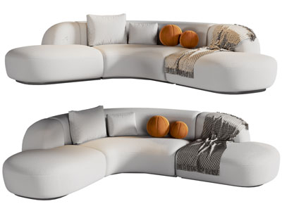 现代弧形多人沙发