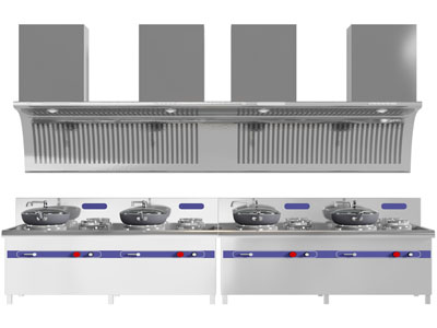 现代后厨商用猛火灶、燃气灶、抽油烟机3d模型 现代后厨商用猛火灶、燃气灶、抽油烟机