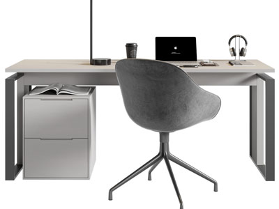 现代书桌椅组合3d模型 现代书桌椅组合