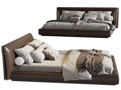 现代皮质双人床