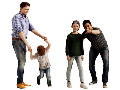 现代父子人物、男人、儿童