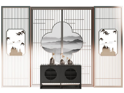 新中式玄关柜、隔断