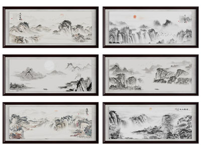 新中式山水装饰挂画3d模型 新中式山水装饰挂画