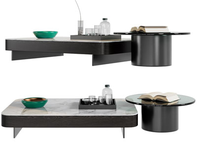 现代大理石台面的茶几3d模型 现代大理石台面的茶几
