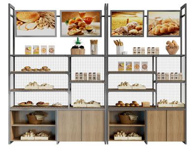 工业风loft甜点、蛋糕展柜、货架3d模型 工业风loft甜点、蛋糕展柜、货架