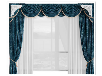 欧式窗帘窗纱3d模型 欧式窗帘窗纱