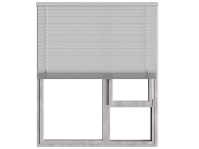 现代带百叶窗帘的平开窗