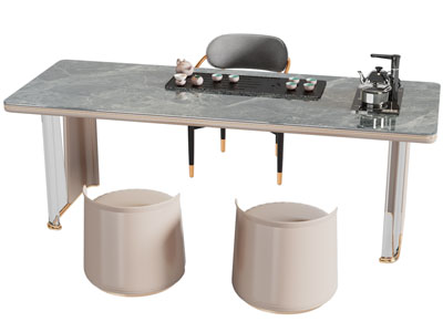 新中式茶桌椅组合3d模型 新中式茶桌椅组合