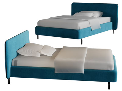 现代布艺双人床