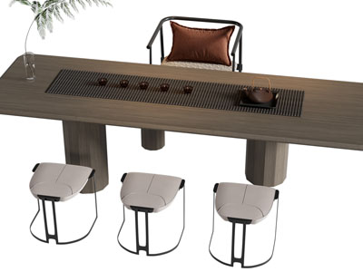 新中式茶桌椅组合3d模型 新中式茶桌椅组合