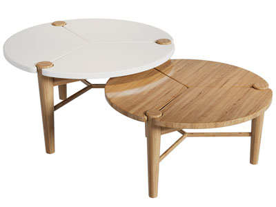 现代圆形实木拼接茶几3d模型 现代圆形实木拼接茶几