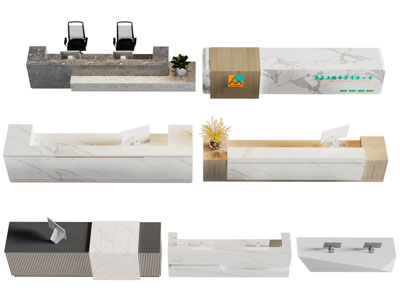 现代前台接待台3d模型 现代前台接待台