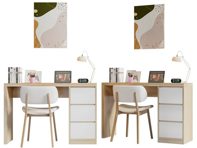 现代实木书桌椅组合3d模型 现代实木书桌椅组合