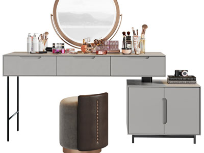 现代轻奢化妆、梳妆台3d模型 现代轻奢化妆、梳妆台