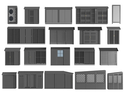 现代装饰百叶隔断的配电房、设备房3d模型 现代装饰百叶隔断的配电房、设备房