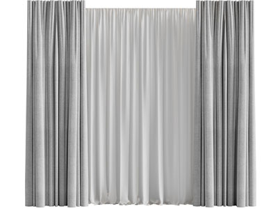 现代布艺窗帘窗纱3d模型 现代布艺窗帘窗纱