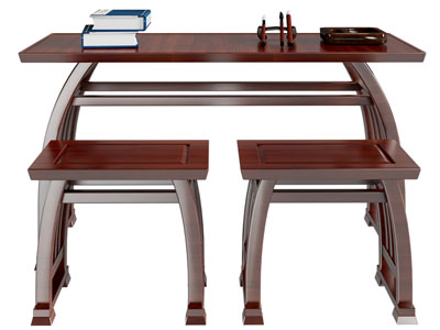 新中式书桌椅组合3d模型 新中式书桌椅组合