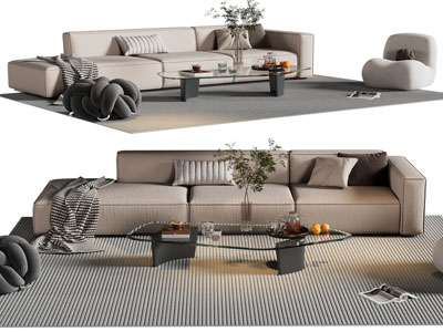 现代多人沙发、茶几组合