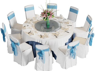 现代酒店圆形餐桌椅组合3d模型 现代酒店圆形餐桌椅组合