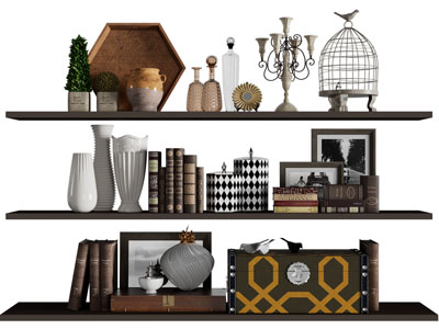 美式陶瓷器皿、烛台、书籍摆件组合