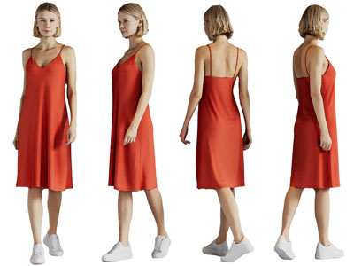 现代穿红裙子的女人、女子