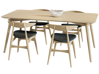 北欧实木餐桌椅组合3d模型 北欧实木餐桌椅组合