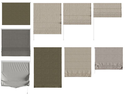 现代布艺窗帘、拉帘、罗马帘3d模型 现代布艺窗帘、拉帘、罗马帘