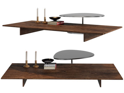 现代长方形实木茶几3d模型 现代长方形实木茶几