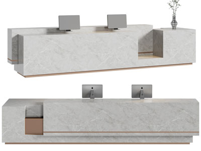 现代前台接待台3d模型 现代前台接待台