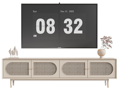 侘寂风电视柜、电视机