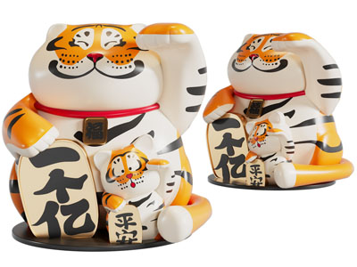 现代招财老虎雕塑雕刻摆件组合