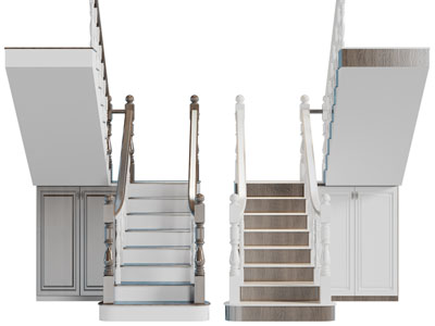 美式旋转楼梯3d模型 美式旋转楼梯