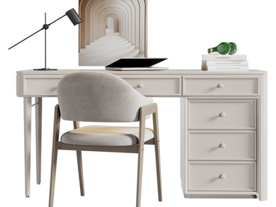 现代书桌椅组合3d模型 现代书桌椅组合