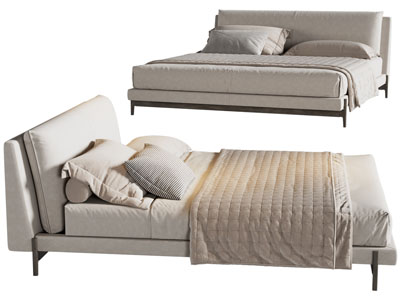 现代布艺双人床