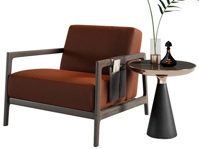 新中式休闲椅子、边几