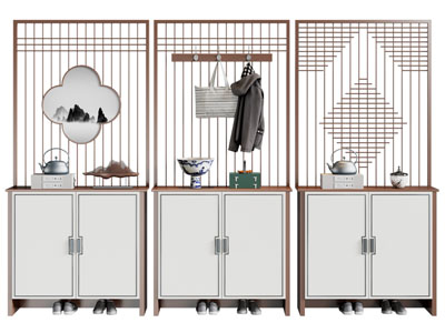 新中式玄关鞋柜、隔断柜
