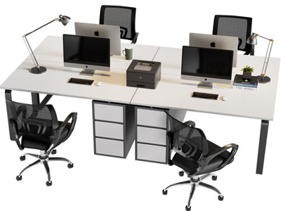 现代办公桌椅组合3d模型 现代办公桌椅组合