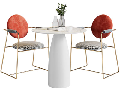 现代轻奢圆形休闲餐桌椅组合3d模型 现代轻奢圆形休闲餐桌椅组合