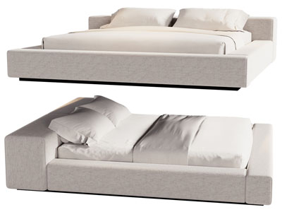 现代布艺双人床