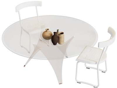 现代圆形玻璃餐桌椅组合3d模型 现代圆形玻璃餐桌椅组合