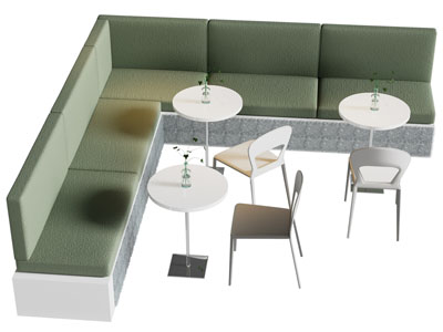 现代饭店转角卡座餐桌椅组合3d模型 现代饭店转角卡座餐桌椅组合