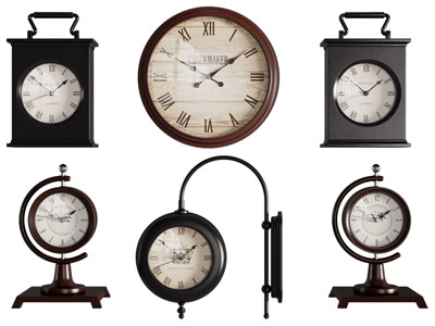 欧式复古座钟、钟表、挂钟3d模型 欧式复古座钟、钟表、挂钟