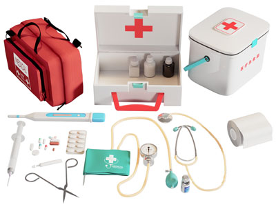 现代体温计、血压计、剪刀、注射器、听诊器急救包、医3d模型 现代体温计、血压计、剪刀、注射器、听诊器急救包、医