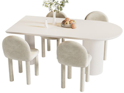 侘寂风餐桌椅组合3d模型 侘寂风餐桌椅组合