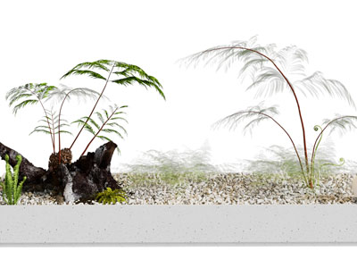 新中式石子、植物景观园艺小品