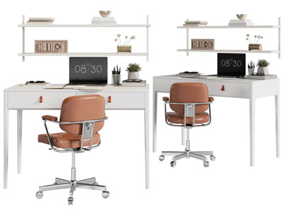 现代书桌椅组合3d模型 现代书桌椅组合