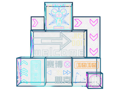 工业风loft美陈、霓虹灯